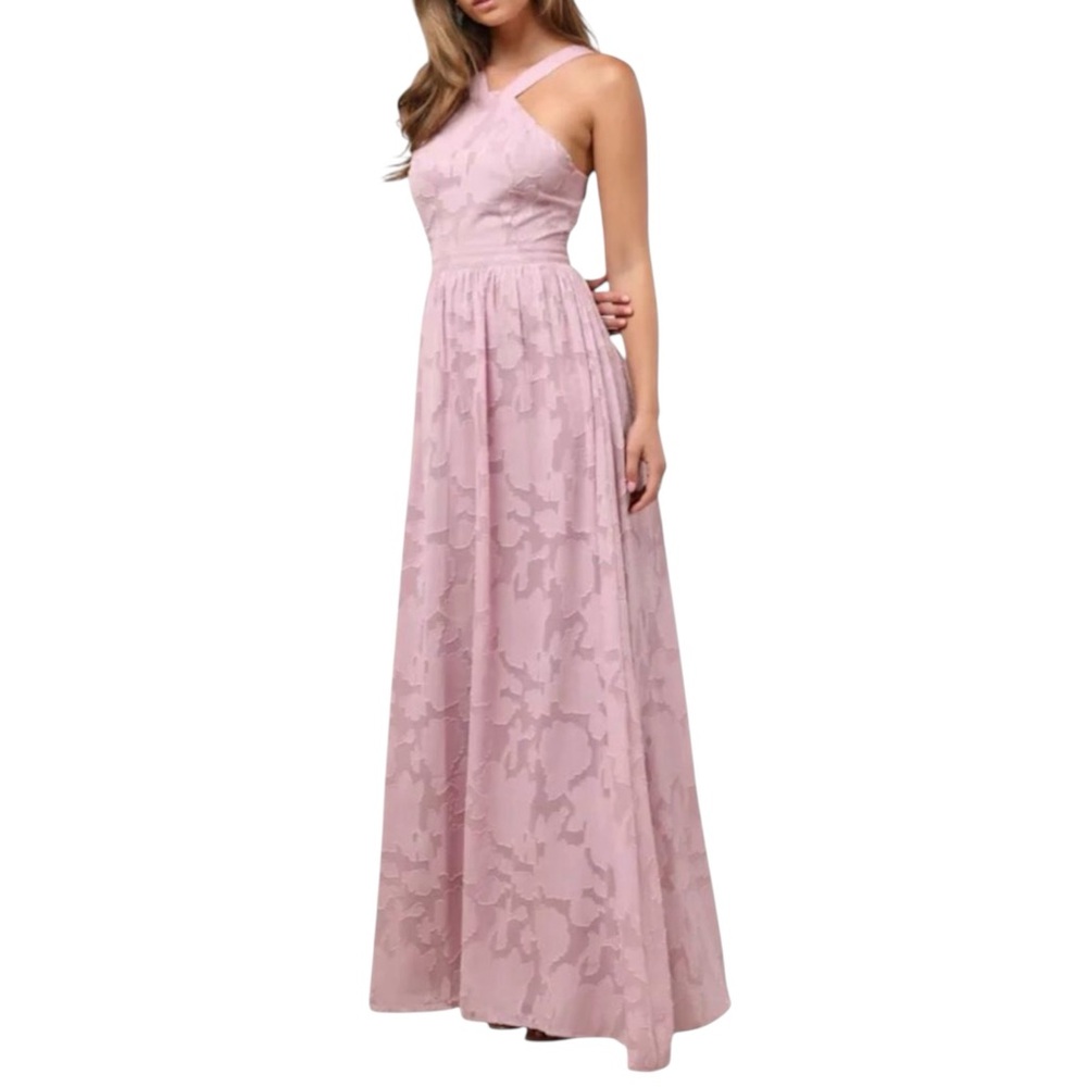 NWOT Lulus Love and Beyond Mauve Purple Floral Burnout Maxi Gown Dress Size S - Picture 2 of 3